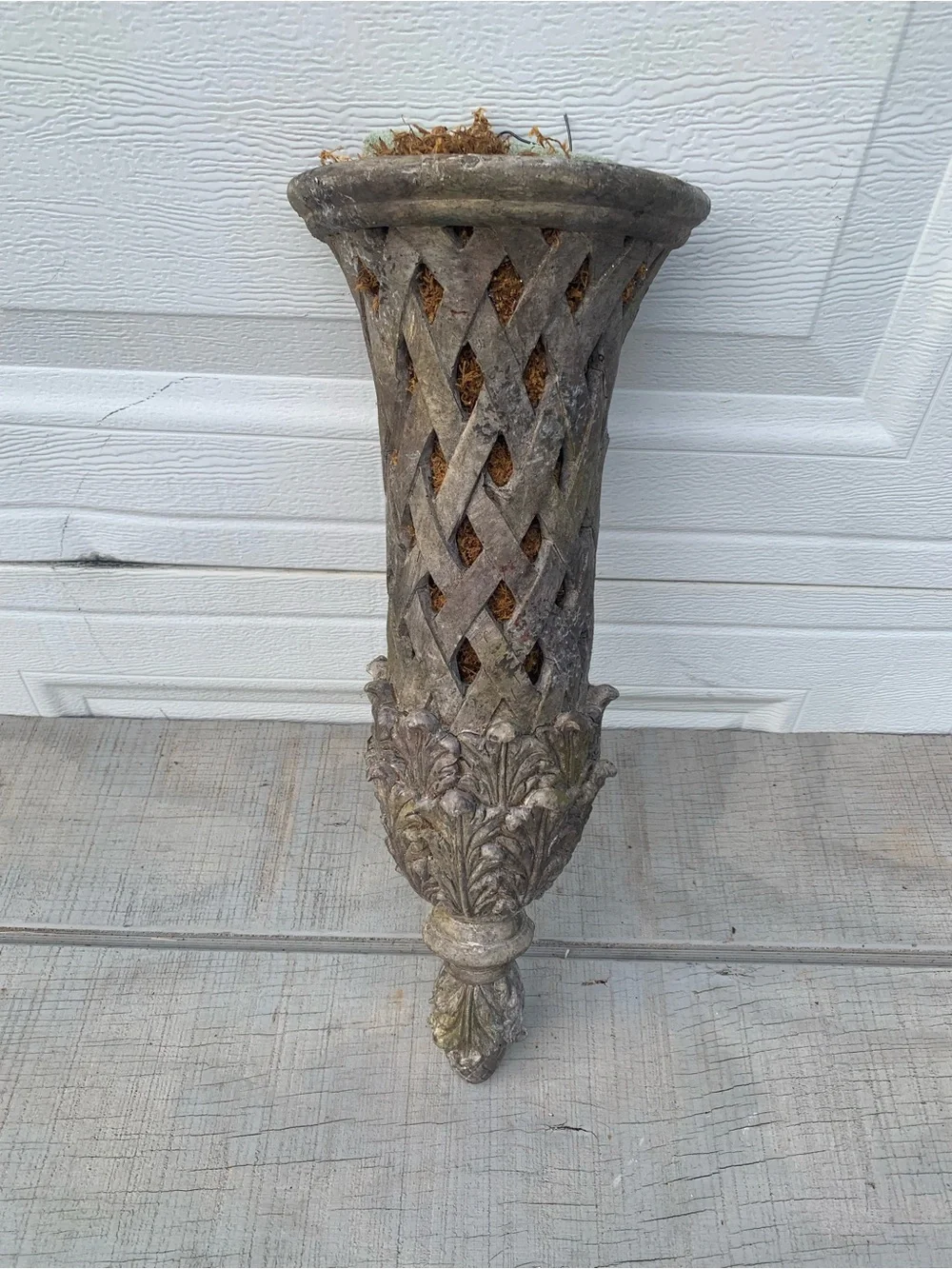 Vintage Wall Cornucopia Planter Horn Basket Resin Acanthus Floral 18”Wall Packet